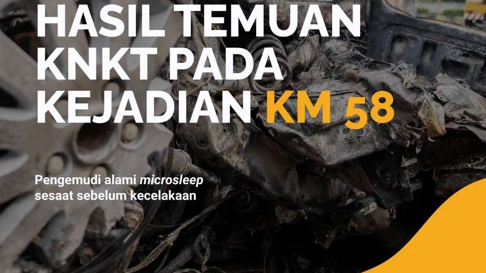 Komite Nasional Keselamatan Transportasi (KNKT) mengungkapkan penyebab kecelakaan lalu lintas di Tol Cikampek KM 58, Senin 8 April 2024. (Ilustrasi: X KNKT RI)