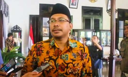 Bupati Sidoarjo Ahmad Muhdlor Ali di sela halal bihalal di Pendopo Sidoarjo (foto :Aini/Ngopibareng.id)