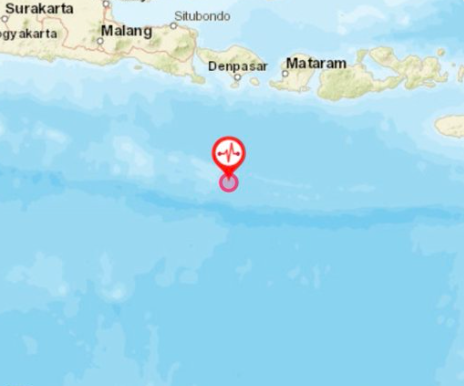 Gempa bumi di Denpasar dengan magnitude 5.0 pada Jumat malam 26 April 2024. (Foto: dok. @Infomitigasi)