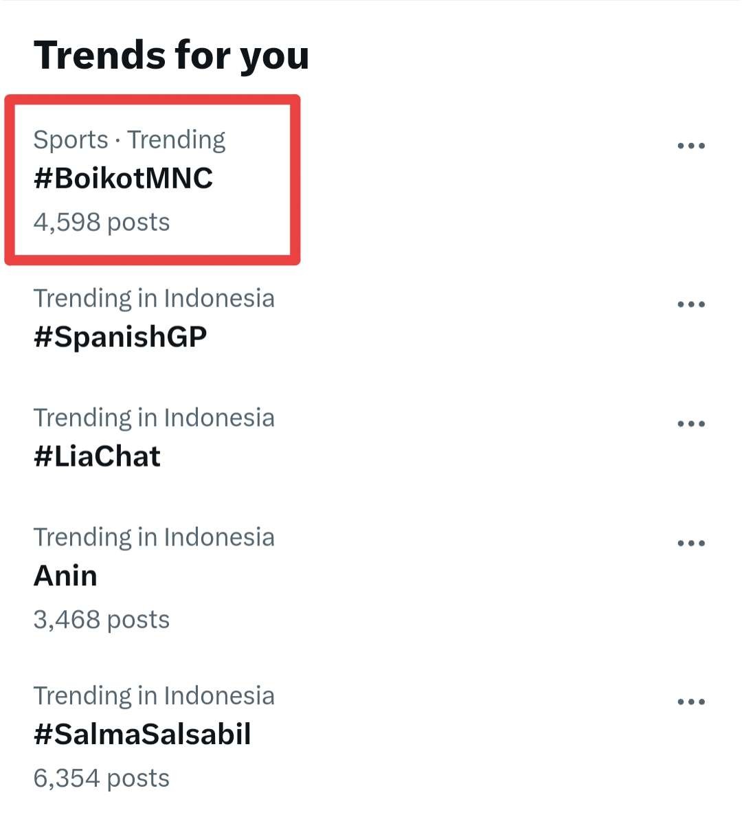 Boikot MNC trending topik media sosial X Indonesia, Minggu 28 April 2024. (Foto: Tangkapan layar)