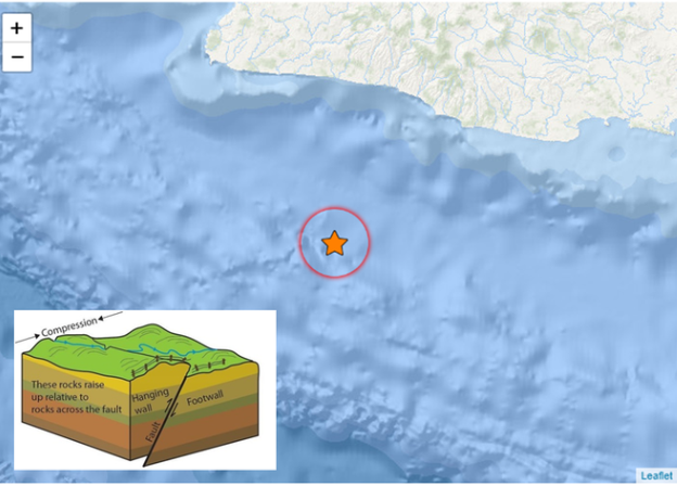 sumber menunjukkan bahwa gempa Jabar M6,2 memiliki mekanisme pergerakan naik (thrust-fault). (Sumber: bmkg)