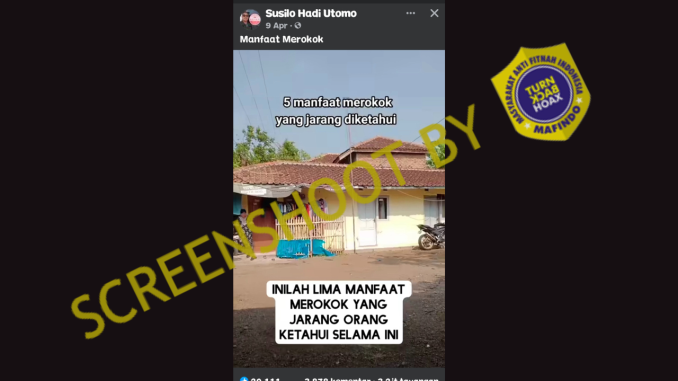 Beredar di media sosial sebuah klaim yang menyebutkan bahwa merokok memiliki lima manfaat bagi kesehatan. (Foto: Cekfakta.com)