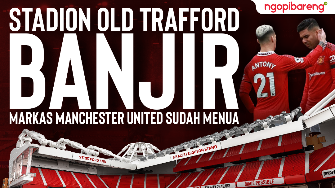 Stadion Old Trafford banjir, markas Manchester United sudah menua butuh bangunan baru. (Ilustrasi: Chandra Tri Antomo/Ngopibareng.id)