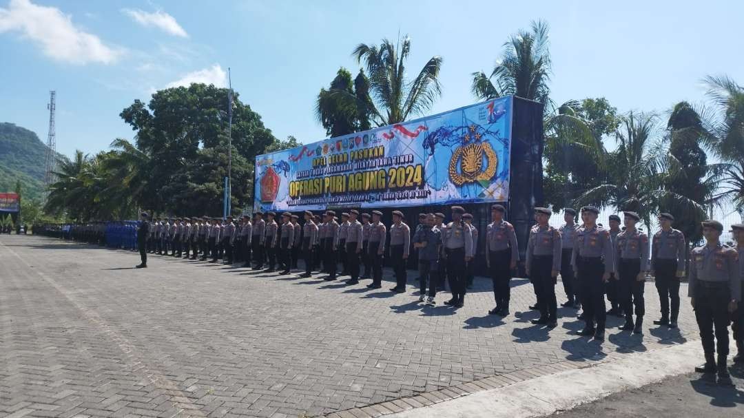 Apel gelar pasukan pengamanan imbangan WWF di Pelabuhan Tanjungwangi Banyuwangi (Foto: Muh Hujaini/Ngopibareng.id)