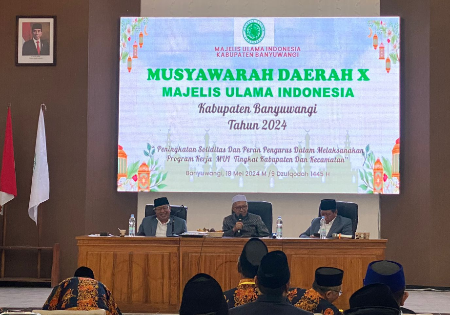 Majelis Ulama Indonesia (MUI) Banyuwangi baru saja menggelar Musyawarah Daerah X. Hasilnya, Kiai Muhaimin Asmuni terpilih sebagai Ketua Umum MUI. (Foto: Pemkab Banyuwangi)