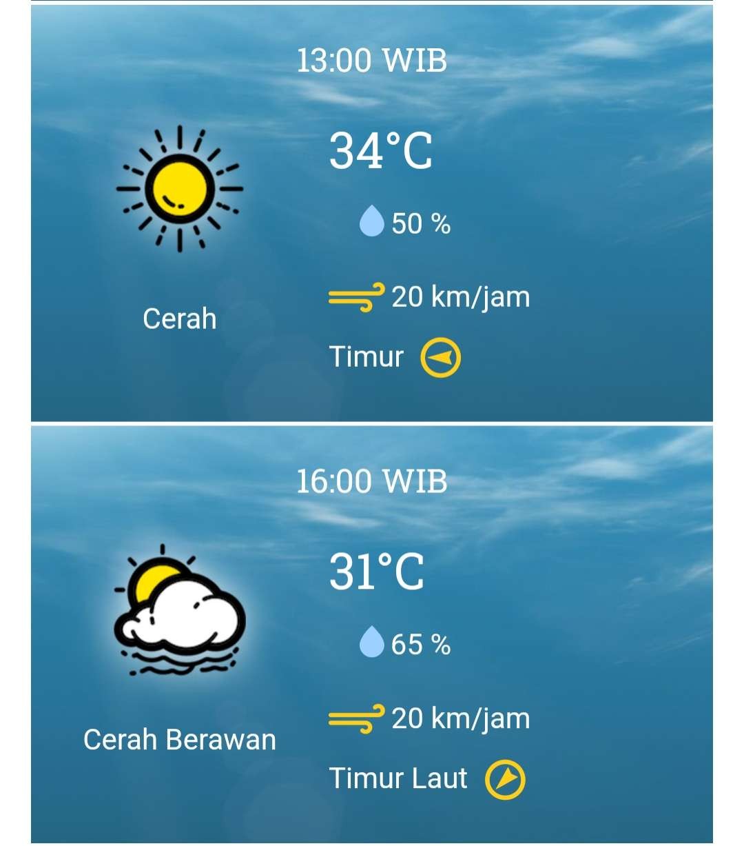 Prakiraan cuaca Surabaya dan sekitarnya, Rabu 22 Mei 2024 pukul 13.00 hingga 16.00 WIB. (Grafis: BMKG)