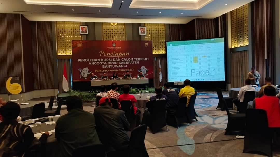 Penetapan perolehan suara dan Calon terpilih DPRD Banyuwangi hasil pemilu 2024 (foto: Muh Hujaini/Ngopibareng,id)