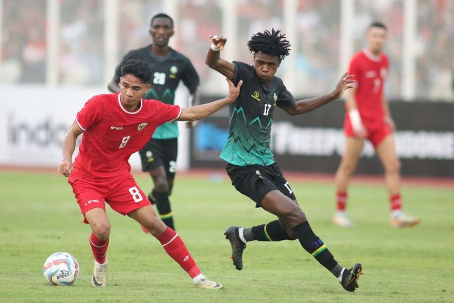 Marselino Ferdinan saat melawan Tanzania di laga training match, Minggu 2 Juni 2024. (Foto: PSSI)