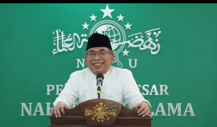 Ketua Umum Pengurus Besar Nahdlatul Ulama (PBNU) KH Yahya Cholil Staquf bahas soal salam lintas agama. (Foto: Dok PBNU)