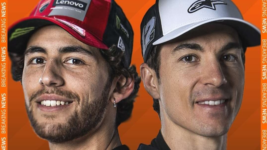 Enea Bastianini (kiri) dan Maverick Vinales tandem di KTM Tech3 MotoGP 2025. (Foto: X)