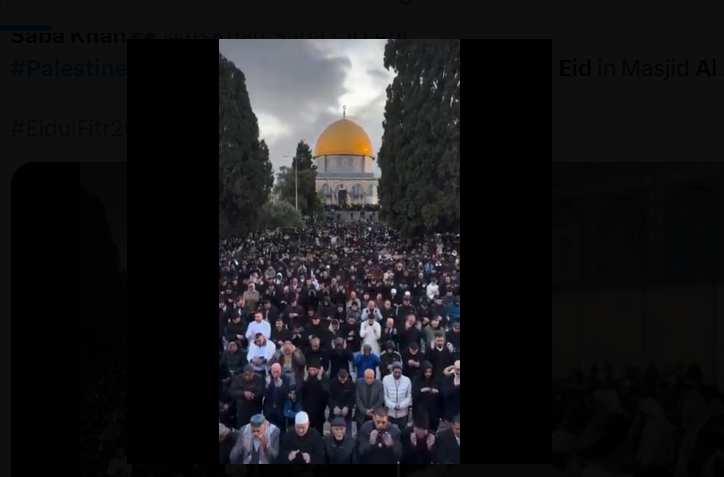 Jemaah Salat Idul Adha di Masjid Al Aqsa, Palestina. (Foto: Twitter)