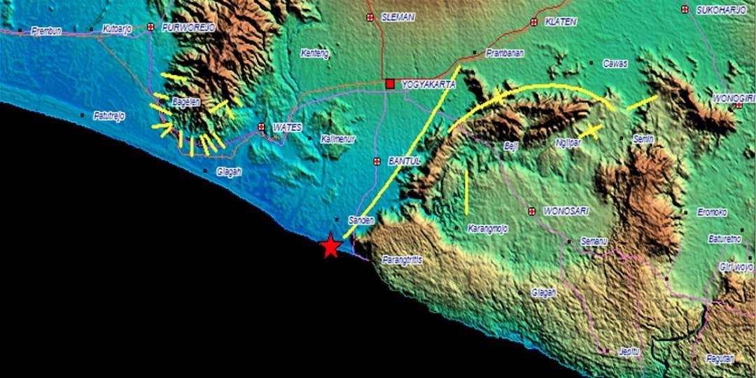 Titik gempa M5,9 yang terjadi di Daerah Istimewa Yogyakarta dan Jawa Tengah pada 27 Mei 2006. (Foto: Istimewa)