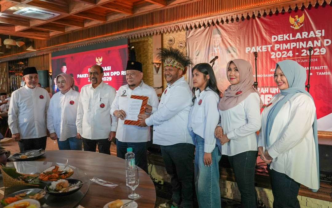 Puluhan anggota DPD RI petahana yang kembali terpilih dan anggota DPD RI yang baru terpilih untuk masa bakti 2024-2029 bersepakat mengusung AA LaNyalla Mahmud Mattalitti. (Foto: Tim Media LaNyalla)