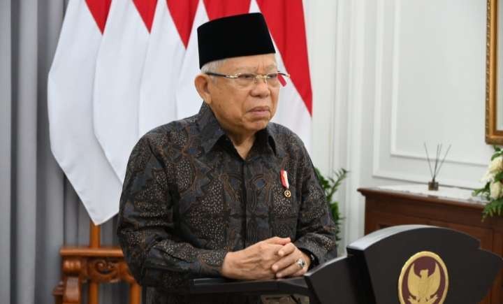 Wakil Presiden (Wapres) Ma’ruf Amin saat memberikan sambutan secara virtual dalam acara Top and Halal Awards,  ( foto: Setwapres)