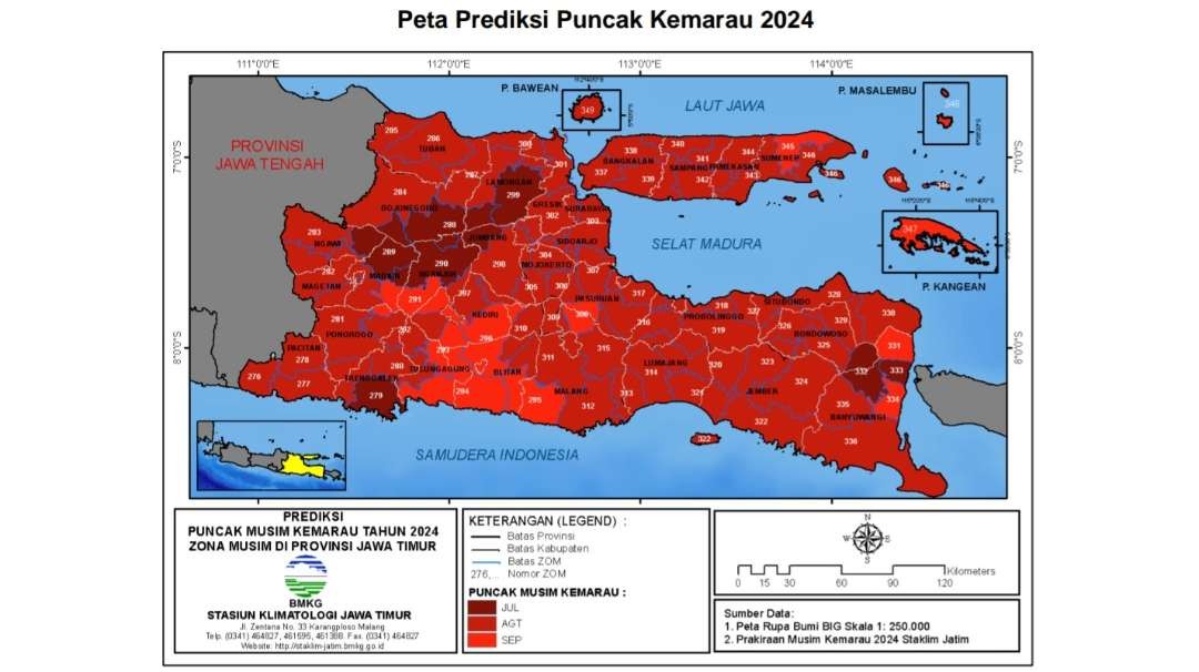 Prediksi puncak musim kemarau. (Foto: BMKG)