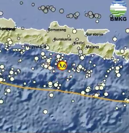 Gempa bumi terjadi di Tenggara Pacitan pada Rabu 10 Juli 2024, malam. (Foto: bmkg)