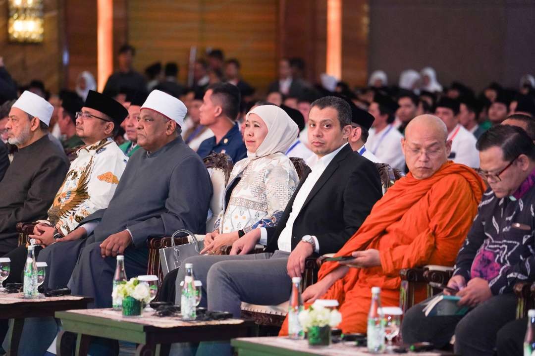 Khofifah Indar Parawansa menghadiri gelaran acara Interfaith and Intercivilizational Reception yang digelar PBNU di Grand Ballroom Pullman Jakarta Central Park, Rabu 10 Juli 2024. (Foto: Istimewa)