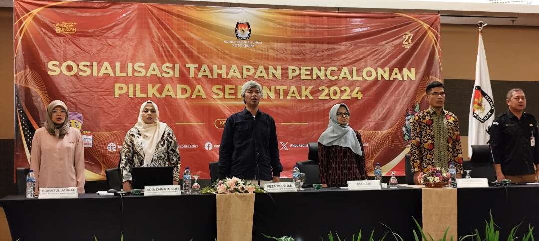 Libatkan pimpinan partai politik (parpol), KPU Kota Kediri gelar sosialisasi tahapan pencalonan Pilkada 2024. (Foto: Fendi Lesmana/Ngopibareng.id)