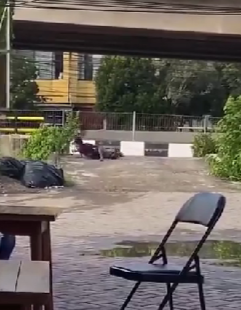 Pria di Jalan Ahmad Yani, Banjarmasin, merayap dan diduga mabuk kecubung. (Foto: tangkapan layar di X)