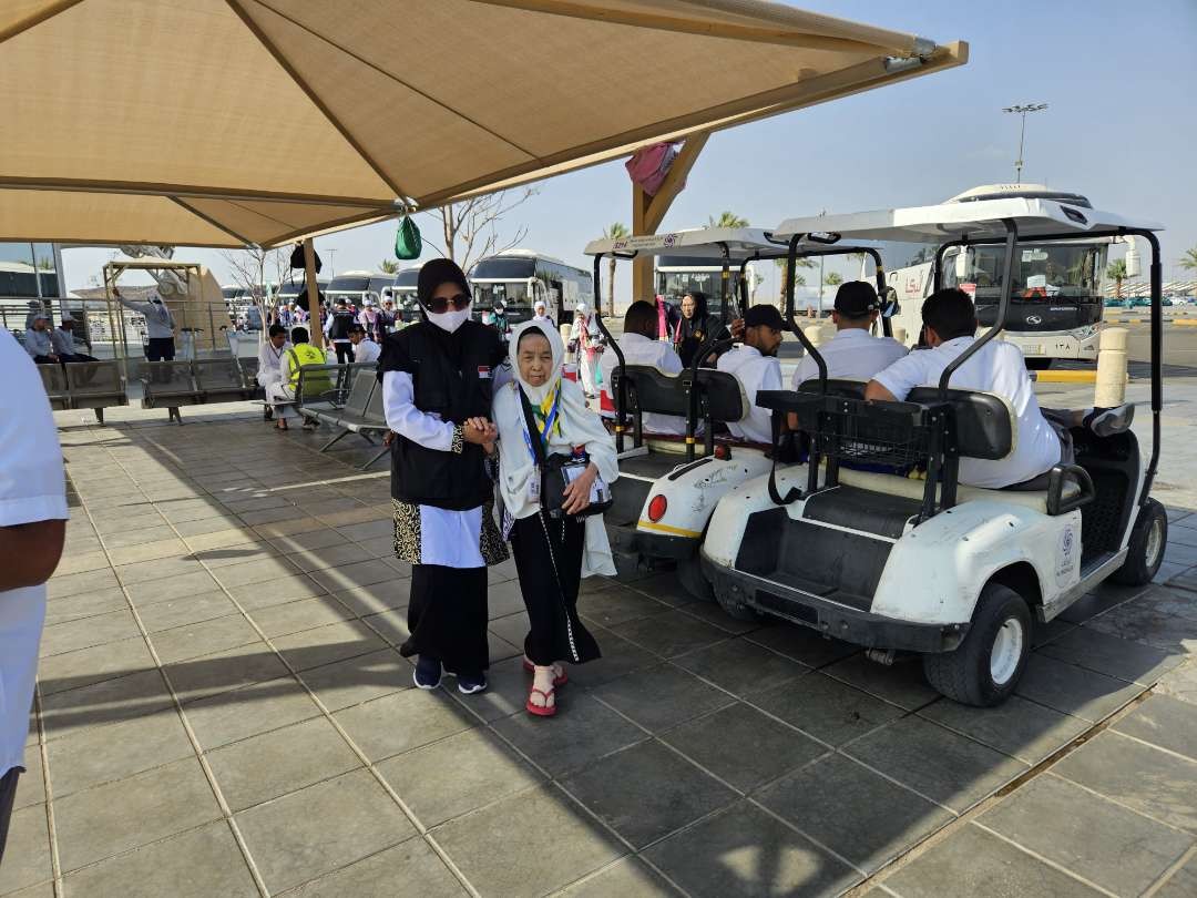 Prmulangan jemaah haji gelombang keduabsudah dimulai di Bandara Madinah. (Foto: Dok MCH 2024)