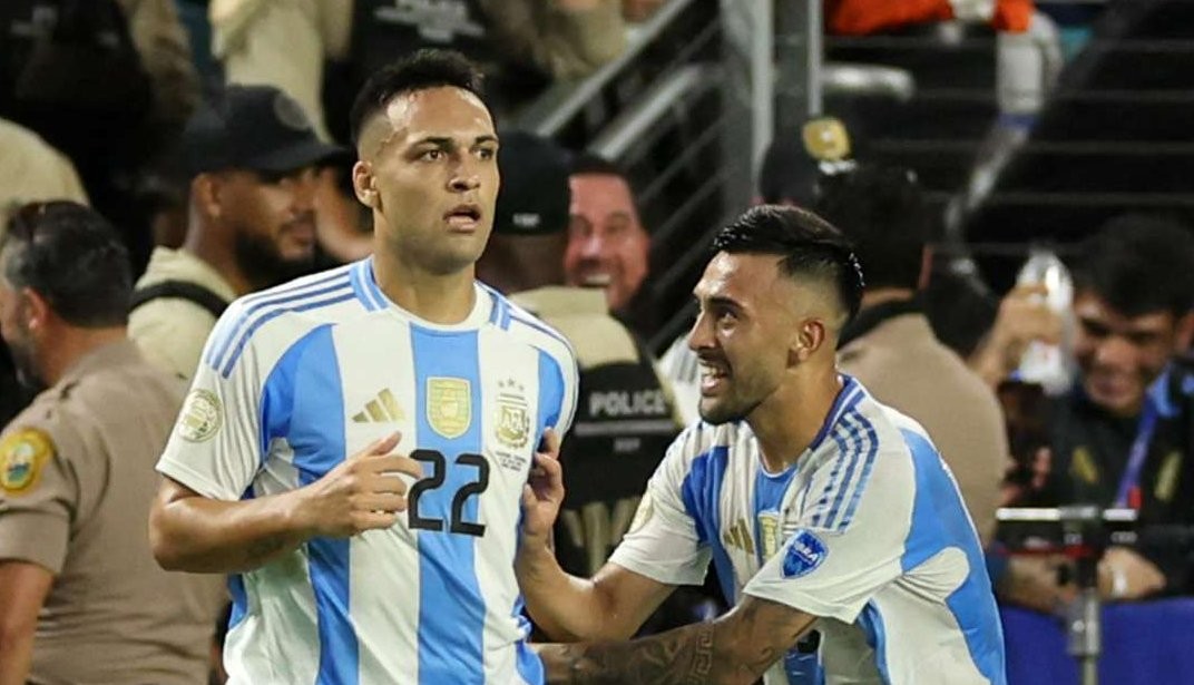 Lautaro Martinez mencetak gol tunggal kemenangan Argentina ke gawang Kolombia pada laga final Copa America 2024, Senin 15 Juli 2024