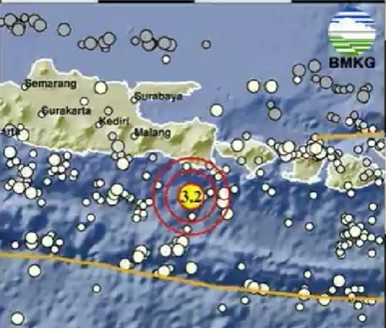 Gempa bumi di Jember pada Rabu 17 Juli 2024. (Foto: dok. bmkg)