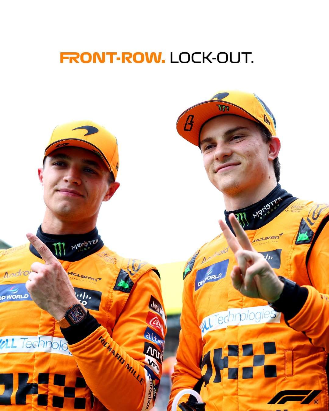 Pembalap McLaren F1 Team, Lando Norris dan Oscar Piastri merebut pole position di kualifikasi F1 GP Hungaria, Sabtu 20 Juli 2024. (Foto: X F1)