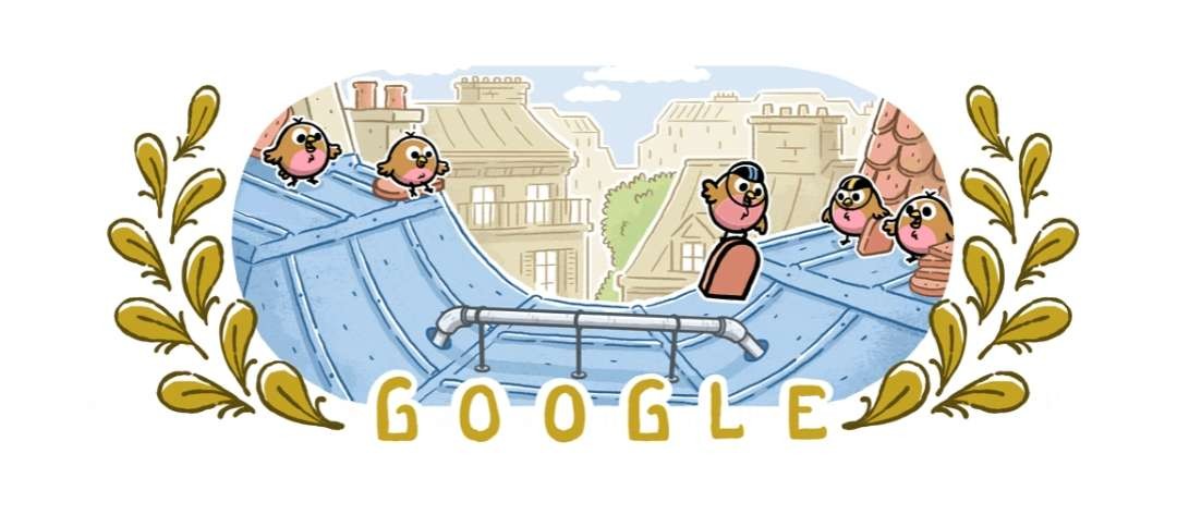 Google Doodle Skateboard Olimpiade Paris, Sabtu 27 Juli 2024. (Foto: Tangkapan layar)