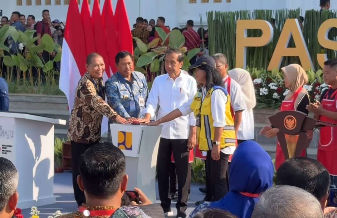 Presiden Jokowi meresmikan Pasar Jongke baru, Sabtu 27 Juli 2024, usai direhabilitasi telan anggaran Rp124 miliar. (Foto: Istimewa)