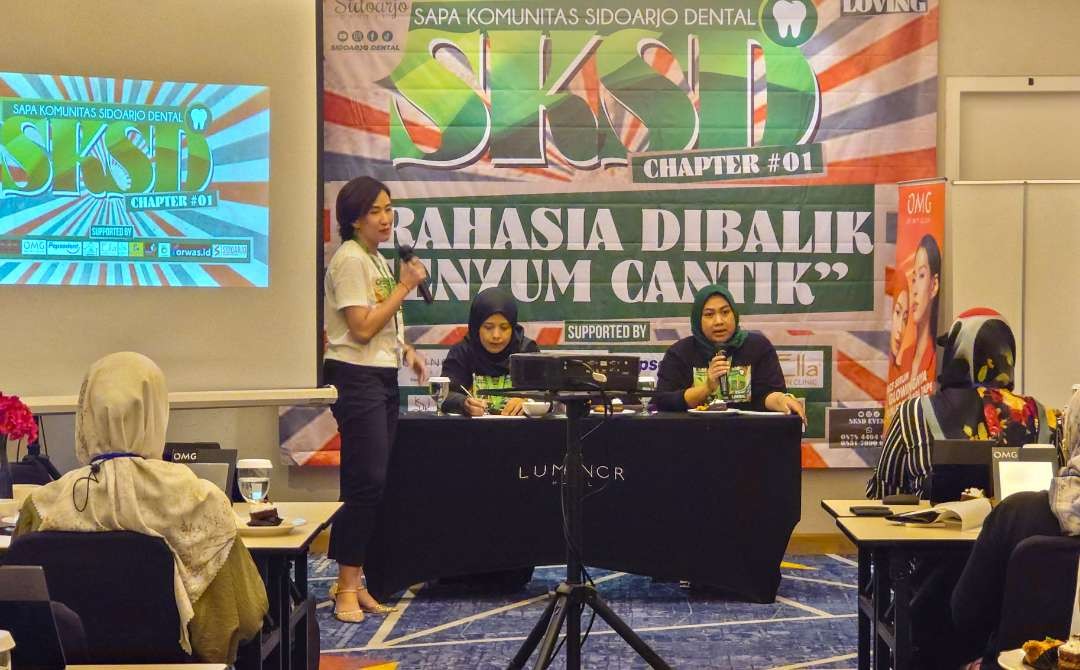 drg. Niken saat menyampaikan edukasi tentang kesehatan gigi dan mulut (foto : Aini/Ngopibareng.id)