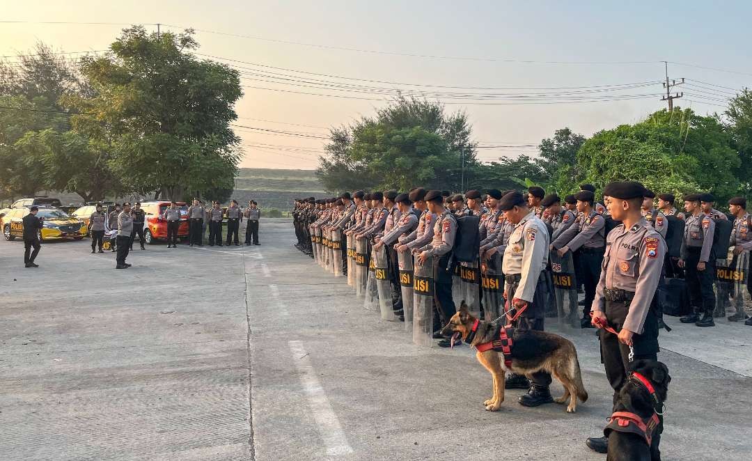 Latihan pengaman pemilu Polresta Sidoarjo (Foto: Aini/Ngopibareng.id)