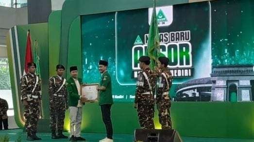 Suasana Pelantikan pengurus GP Ansor Kabupaten Kediri periode 2024-2028, Senin (29 Juli 2024). (Foto: imam for ngopibareng.id)