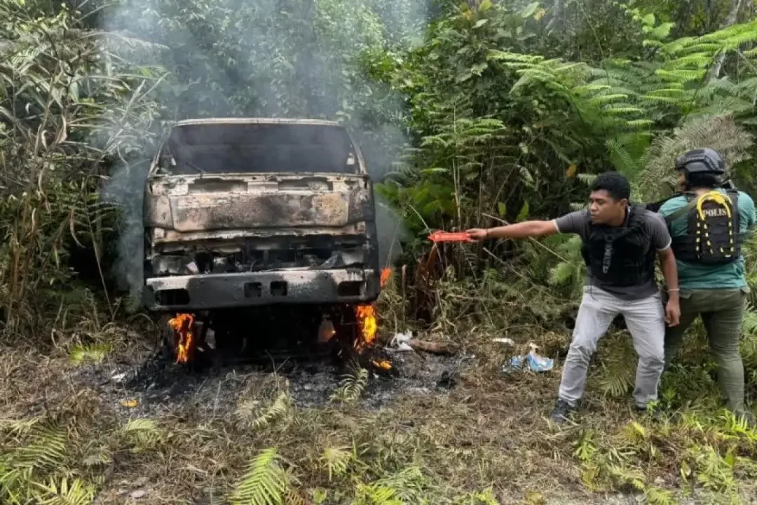 KKB telah membunuh seorang sopir dan membakar truknya di Kampung Masi, Distrik Dekai, Kabupaten Yahukimo, Papua Pegunungan. (Foto: Dok Satgas)