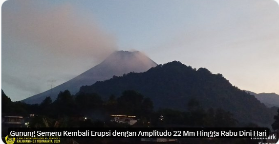 Gunung Semeru kembali erupsi durasi 130 detik pada Rabu 7 Agustus 2024. (Foto: dok. pvmbg)