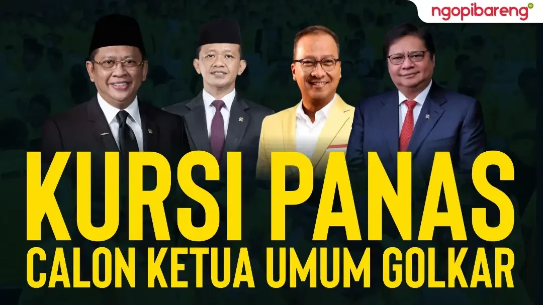 Kursi panas calon Ketua Umum Partai Golkar. (Ilustrasi: Chandra Tri Antomo/Ngopibareng.id)