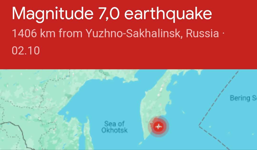 Gempa bumi mengguncang Rusia. (Foto: Google)