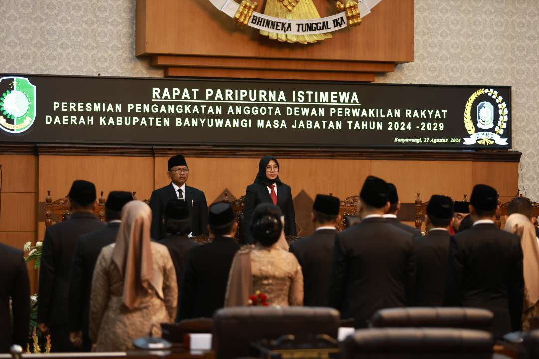 Proses pelantikan anggota DPRD Banyuwangi periode 2024-2029 (Foto : Humas Pemkab Banyuwangi)