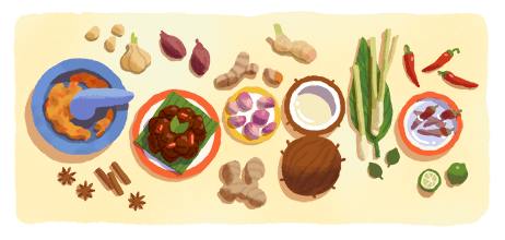 Mesin pencarian Google menampilkan Doodle rendang. (Foto: Tangkapan layar Google)