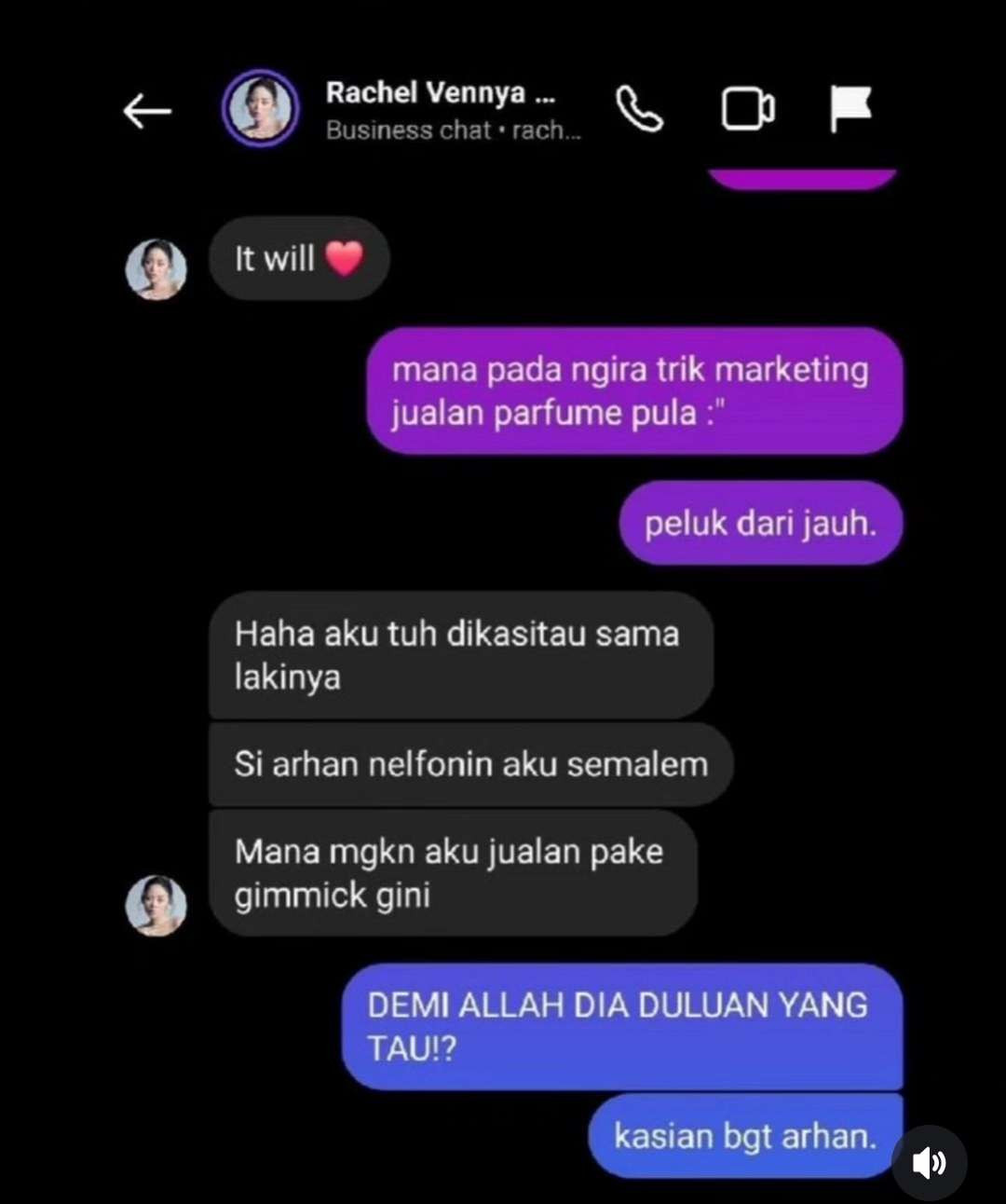 Chat Rachel Vennya dan temannya soal dugaan perselingkuhan Azizah Salsa yang sudah diketahui Pratama Arhan. (Foto: Insta story)