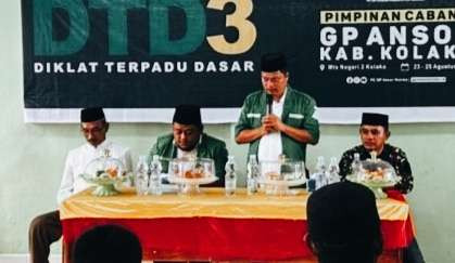 Sambutan Ketua PC GP Ansor Kolaka, Saefuddin Muslimin. (Foto: Imam for ngopibareng.id)