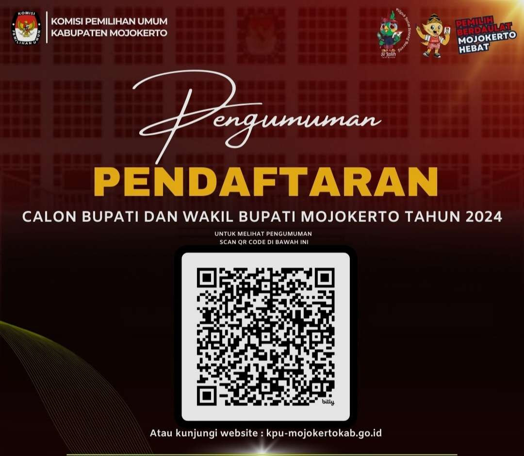 Pengumuman pendaftaran calon bupati dan wakil bupati Mojokerto.(Foto: Istimewa)