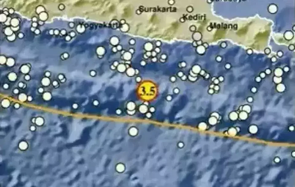 Gempa hari ini dengan kekuatan Magnitudo 3,5 mengguncang Pacitan, Jawa Timur, Kamis, 29 Agustus 2023 pukul 06.03 WIB. (Foto: BMKG)