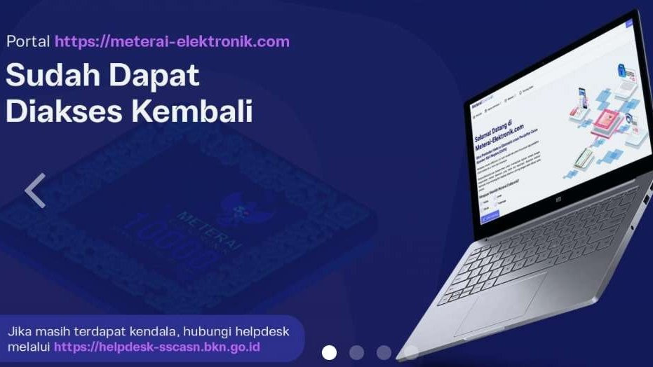 Laman meterai-elektronik.com sudah bisa diakses. (Foto: Peruri)