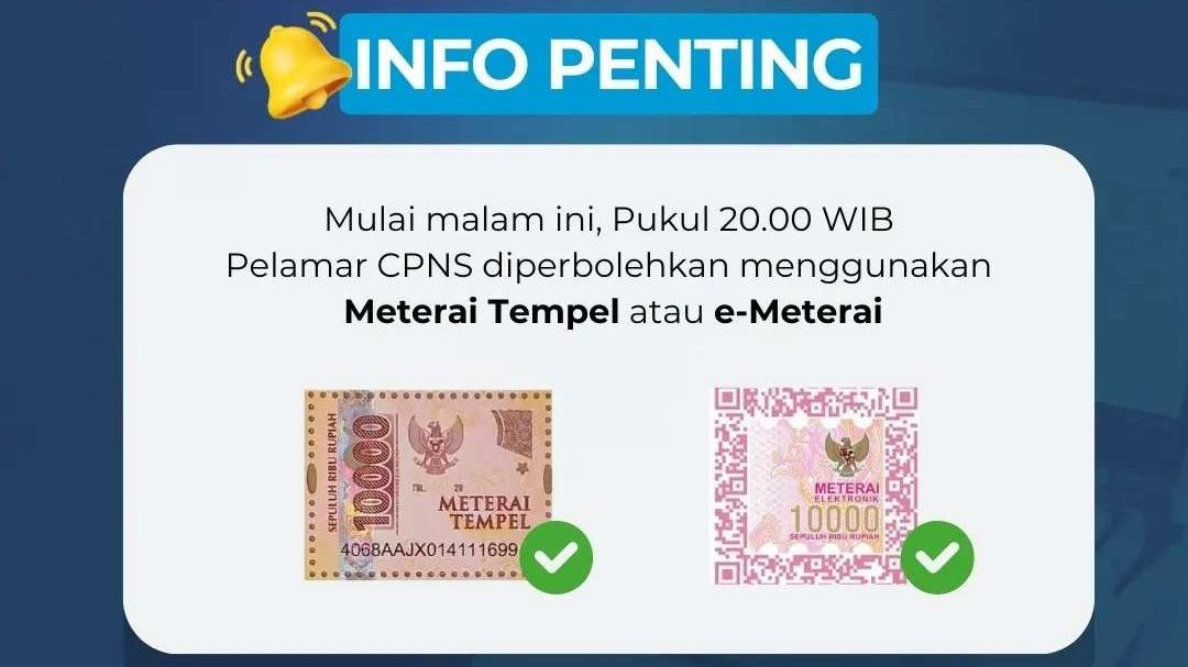 Pejuang CPNS 2024 bisa pakai meterai tempel atau e-Meterai. (Foto: Instagram BKN)