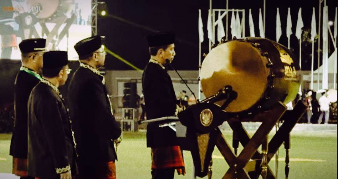 Presiden Jokowi Buka MTQN Ke-XXX di Samarinda , saat itu presidenJokowi sempat Sentil Keberadaan Medsos yang Kalahkan Media Mainstream. (Foto: tangkapan TV)