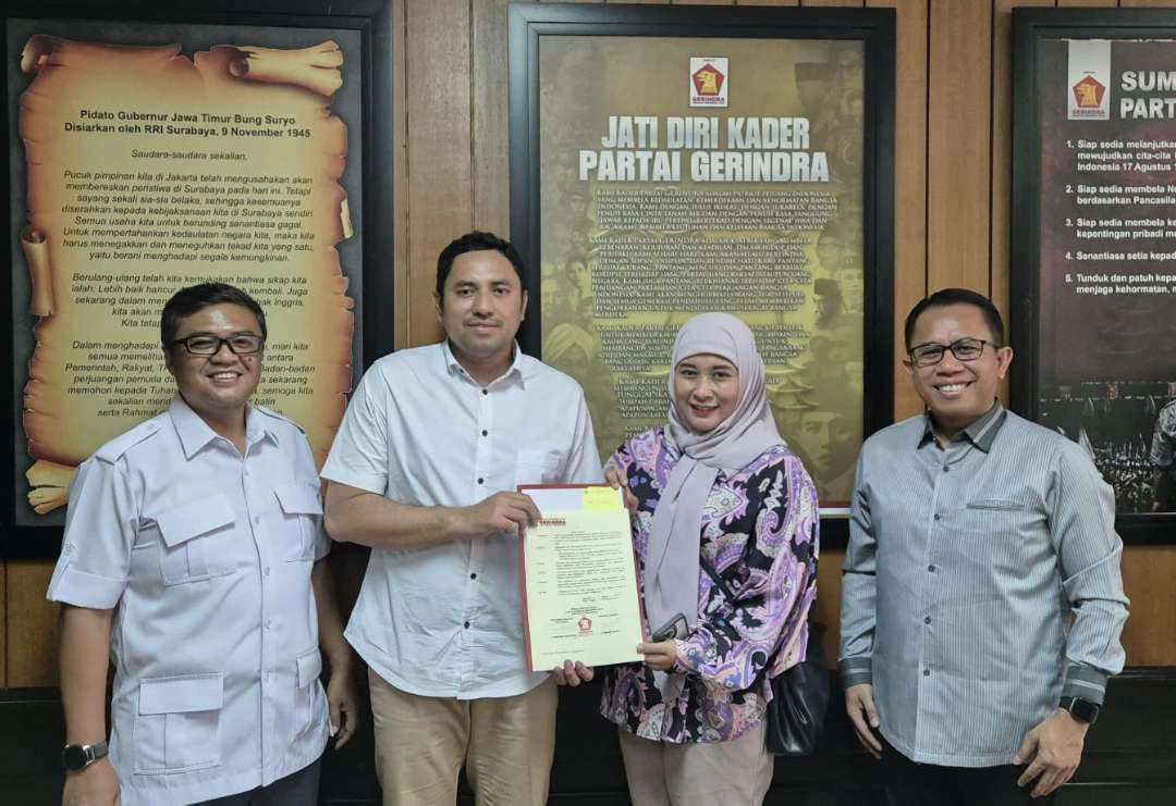 Bahtiyar Rifai dan Ajeng Wira Wati yang masing-masing diberikan amanah oleh Gerindra untuk menjadi Wakil Ketua DPRD Kota Surabaya dan Ketua Fraksi Partai Gerindra DPRD Kota Surabaya. (Foto: Istimewa)