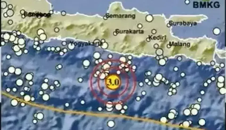 Gempa magnitudo 3,0 di Pacitan, Jawa Timur, pada Jumat 13 September 2024 pada pukul 20.53 WIB. (Data: BMKG)