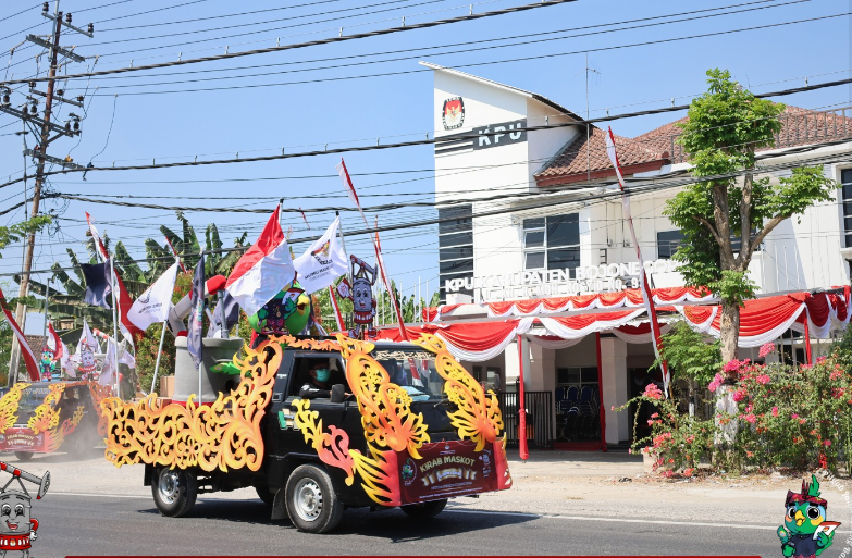 Bojonegoro ikuti Sosialisasi Pilkada Serentak dalam rangka Kirab Maskot Pilkada Serentak Tahun 2024 yang dilaksanakan pada hari ini, 1 September 2024. (Foto: dok. KPU Bojonegoro)