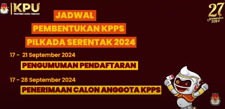 Pendaftaran anggota KPPS untuk Pilkada 2024 mulai dibuka hari ini Selasa 17 Septembee 2024. (Foto: dok. kpu)