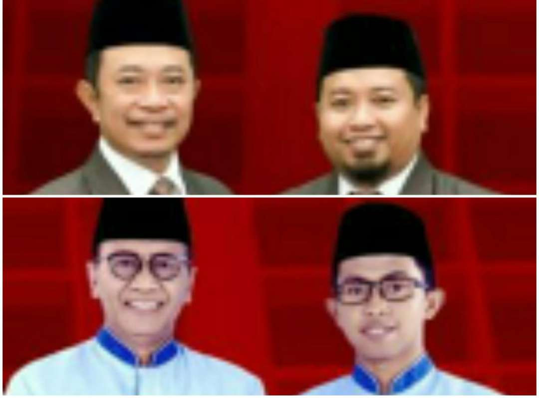 Paslon Hamid - As'ad (atas) dan Bambang - Baqir bertarung merebut kursi bupati dan wabup pada Pilkada Bondowoso 2024.(Foto: Dokumentasi KPU Bondowoso)